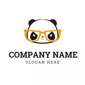 Face Logo Orange Glasses and Likable Panda logo design