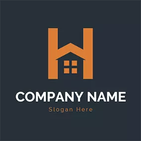 H Logo Orange H and House logo design