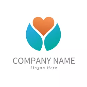 Combination Logo Orange Heart and Letter Y logo design