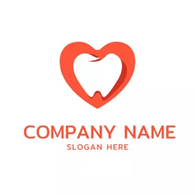 歯ロゴ Orange Heart and Tooth logo design