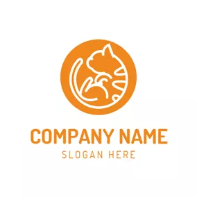 刺しゅうをするロゴ Orange Little Cat logo design