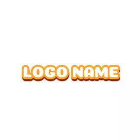 文字Logo Orange Outline and White Font logo design