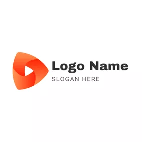 再生ロゴ Orange Play Button and Vlog logo design