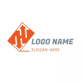 交換ロゴ Orange Rectangle and White Arrow logo design