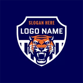 Dark Blue Logo Orange Roaring Tiger logo design