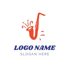 Phone Logo Orange Saxophone and Jazz logo design