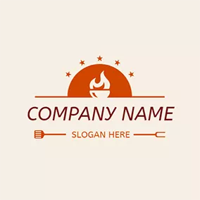 Lagerfeuer Logo Orange Semicircle and Fire Flame logo design