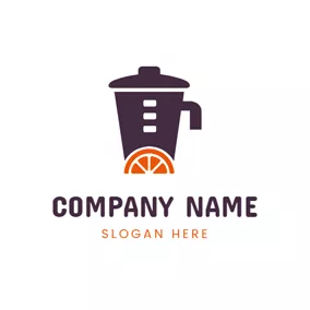 攪拌器 Logo Orange Slice and Blender logo design