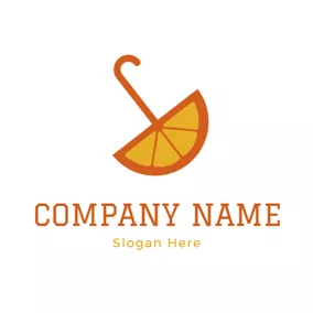 Handle Logo Orange Slice Shape Umbrella logo design