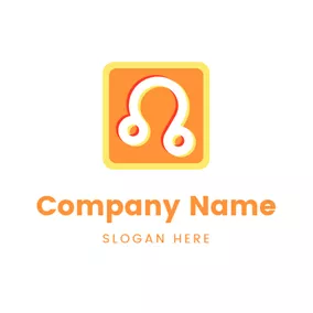 獅子座 Logo Orange Square and Leo Sign logo design