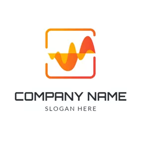 Figure Logo Orange Square and Voice Frequency logo design