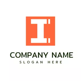Logótipo I Orange Square and White Letter I logo design