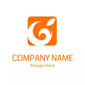 代理店ロゴ Orange Square and White Tangerine logo design