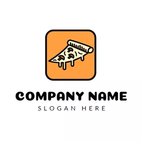 Yellow Logo Orange Square and Yellow Pizza logo design