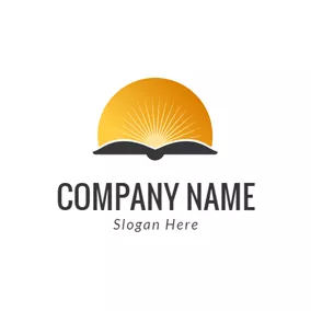 早安 Logo Orange Sun and Black Book logo design