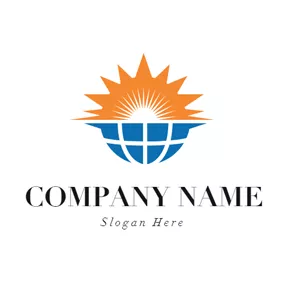 地球Logo Orange Sun and Blue Earth logo design