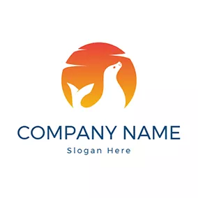 Logótipo De Aquário Orange Sun and White Seal logo design