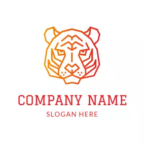 跆拳道 Logo Orange Tiger Face logo design
