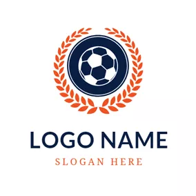 広告ロゴ Orange Wheat and Black Football logo design
