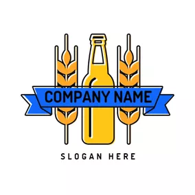 ビールのロゴ Orange Wheat and Yellow Beer Bottle logo design