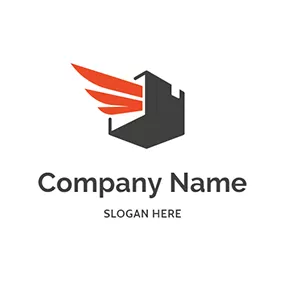 Logistics Logo Orange Wing and Black Box logo design