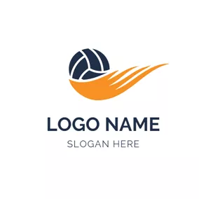 バレーボールロゴ Orange Wing and Blue Volleyball logo design