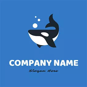 Whale Logo Orca and Bubbles logo design