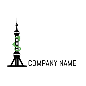 Tower Logo Oriental Pearl Tower Loong Chinese logo design