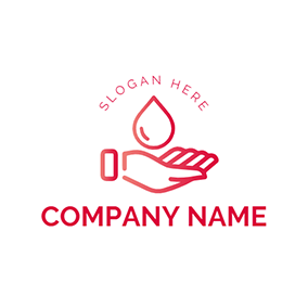 手 Logo Outline Hand Blood Drop logo design