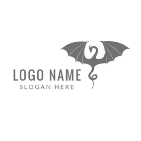 ドラゴンのロゴ Outlined Black Dragon logo design