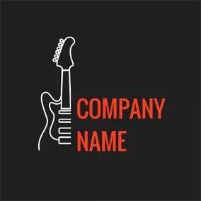 Logo De La Musique Outlined Black Guitar logo design