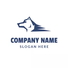 Logotipo De Lobo Outlined Blue Wolf logo design