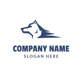 Blue Logo Outlined Blue Wolf logo design