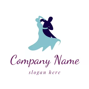 カップルロゴ Outlined Couple and Social Dance logo design