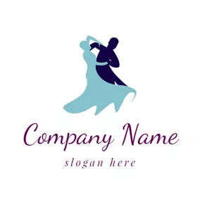 Logotipo De Baile Outlined Couple and Social Dance logo design