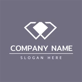 钻石Logo Outlined Gray and White Diamond logo design