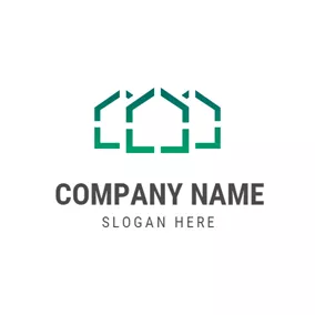 Architectural Logo Outlined Green Warehouse logo design