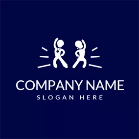People Logo Outlined People and Dancing Party logo design