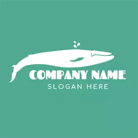 Whale Logo Outlined White Fish logo design