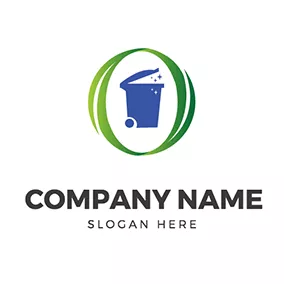 垃圾箱 Logo Oval Leaf Clean Bin logo design