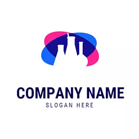 Colored Logo Oval Overlay Flask Experiment logo design