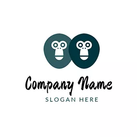 Symmetrical Logos Overlap Monkey Face logo design