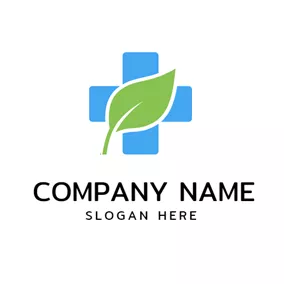 Pharmacy Logo Overlapping Leaf and Cross logo design