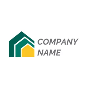 Home Logo Overlapping Yellow and Green House logo design