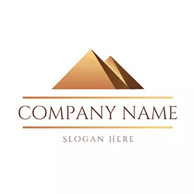 Golden Logo Overlapping Yellow Pyramid Scenery logo design
