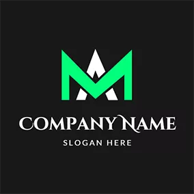 Green Logo Overlay Triangular Letter M A logo design