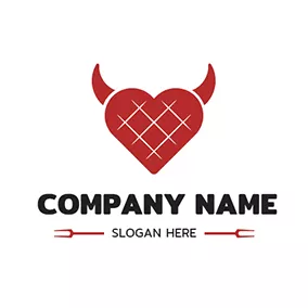 肉類 Logo Ox Horn Heart Meat Bbq logo design