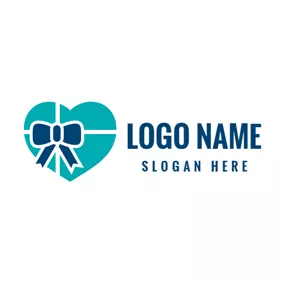 Logotipo De Arco Packaged Blue Bowknot and Heart logo design