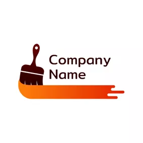 Art Logo Paint Brush and Orange Paint logo design