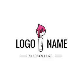 裝飾藝術logo Paint Brush and Pink Paint logo design